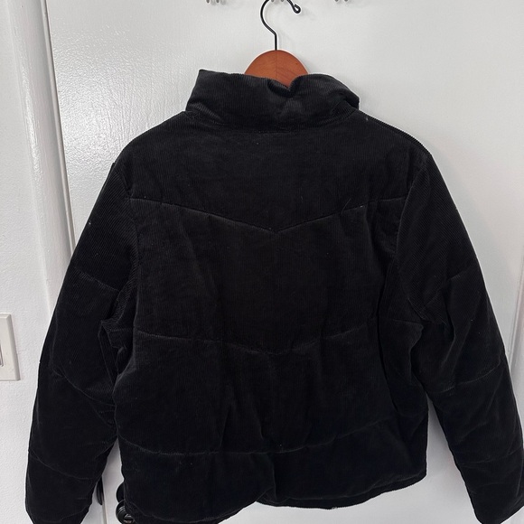 Splendid Milla Cord Puffer Jacket Black Corduroy Black Cotton Blend Jacket - Picture 5 of 5